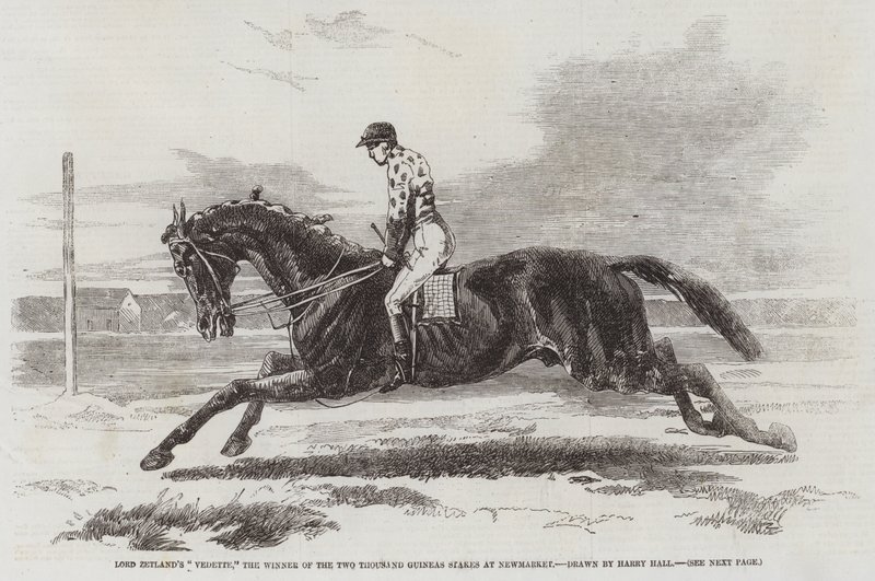 Vetette de Lorde Zetland, o vencedor das duas mil Guinés na Newmarket de Harry Hall