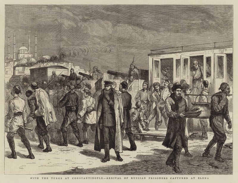 Com os turcos em Constantinopla, a chegada dos prisioneiros russos capturados em Elena de Harry Hamilton Johnston