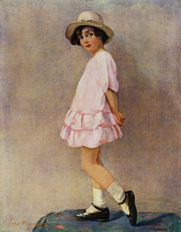 "Será que vou fazer?" - jovem rapariga a preparar-se para sair (cor litho) de Harry J. Pearson