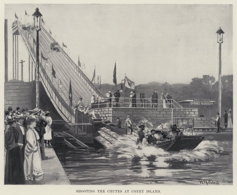Tiroteio nos Chutes em Coney Island (litho) de Harry M. Pettit