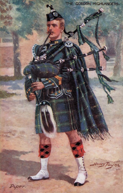 The Gordon Highlanders, Piper (cor litho) de Harry Payne