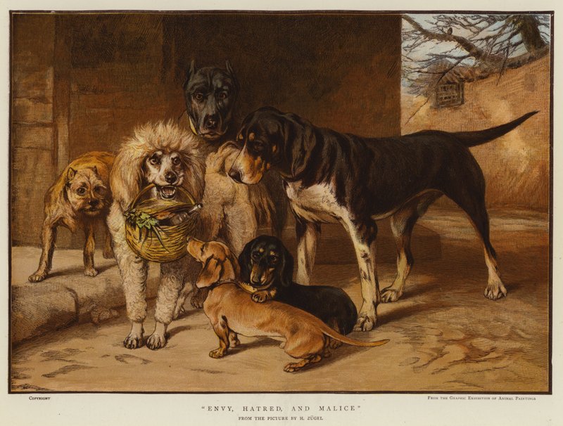 Inveja, Harted e Malícia (cromolitho) de Heinrich Johann von Zugel