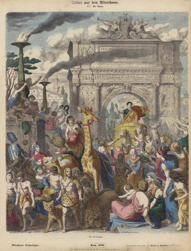 Um triunfo romano (gravura colorida) de Heinrich Leutemann