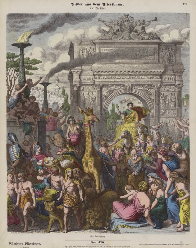 Um triunfo romano (gravura colorida) de Heinrich Leutemann