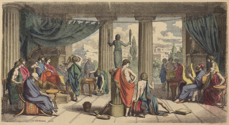 Uma corte real na Grécia Antiga (gravura colorida) de Heinrich Leutemann