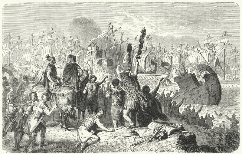 Batalha de Áctio, 31 AC (gravura) de Heinrich Leutemann