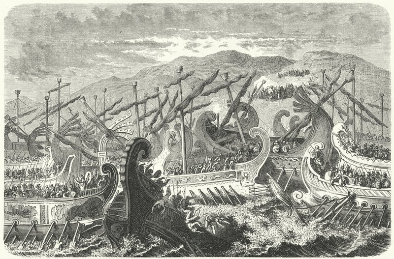 Batalha de Salamis, 480 AC (gravura) de Heinrich Leutemann