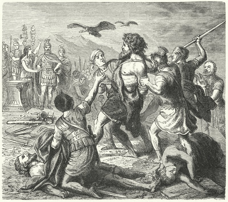Captura de Tetobod, Rei dos Teutones, pelos Romanos após a Batalha de Aquae Sextiae de Heinrich Leutemann