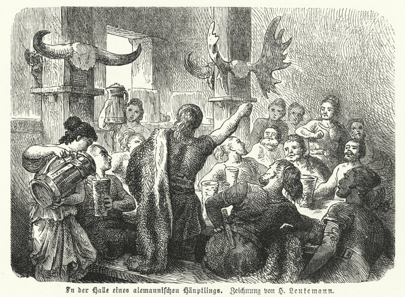 Festa no salão de um cacique germânico (gravura) de Heinrich Leutemann