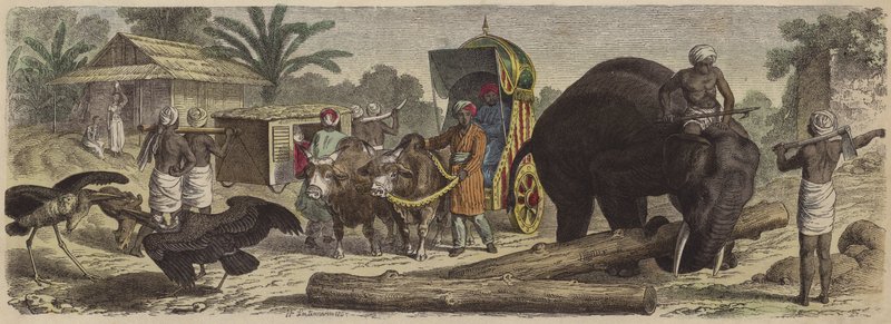 Cena em Bengala, Índia (gravura colorida) de Heinrich Leutemann