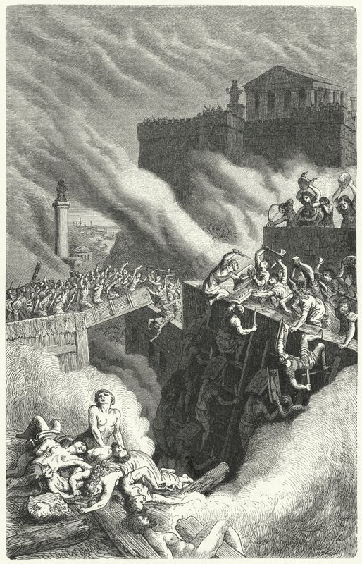 A tempestade dos Byrsa e a destruição de Cartago de Heinrich Leutemann