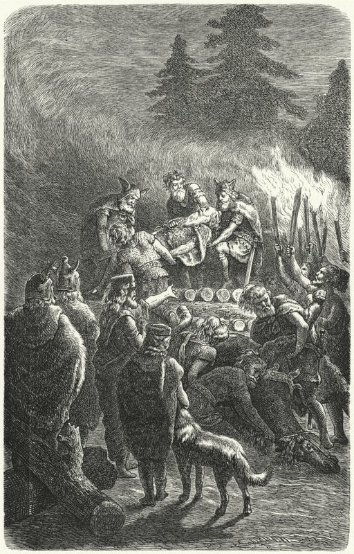 Funeral de Suebi na antiga Alemanha (gravura) de Heinrich Leutemann
