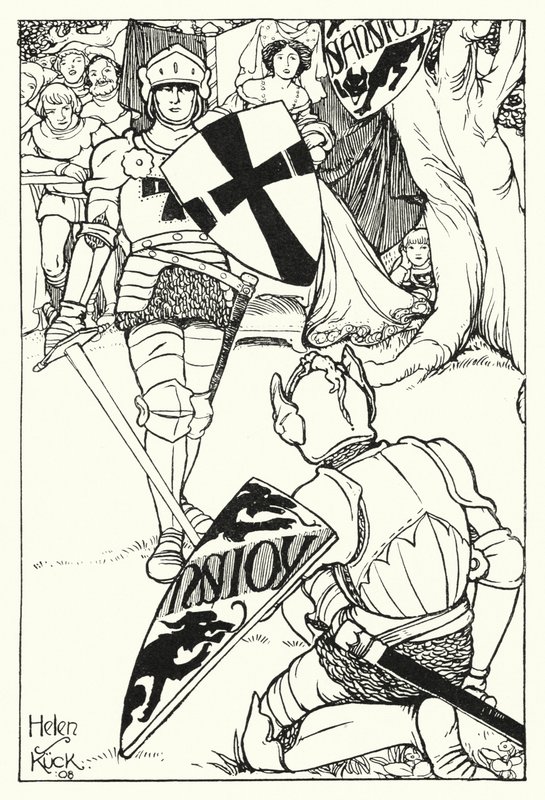 Cruz Vermelha derrota Sans Joy (gravura) de Helen S. Kuck