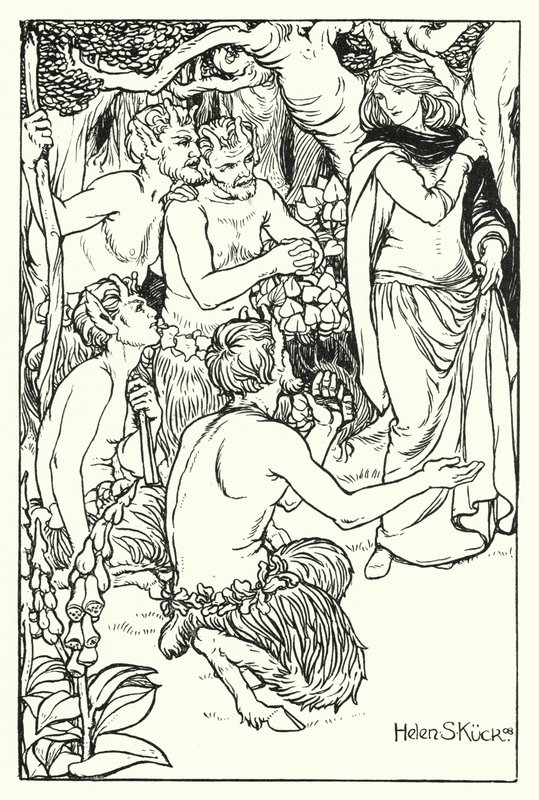 Una é resgatada pelos Satyrs (gravura) de Helen S. Kuck
