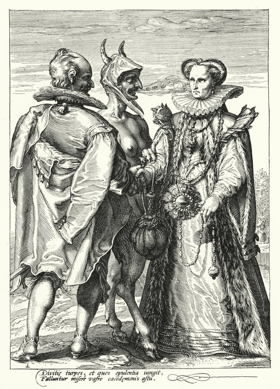 Casamento para a Riqueza oficializado por Satanás (gravura) de Hendrik (after) Goltzius