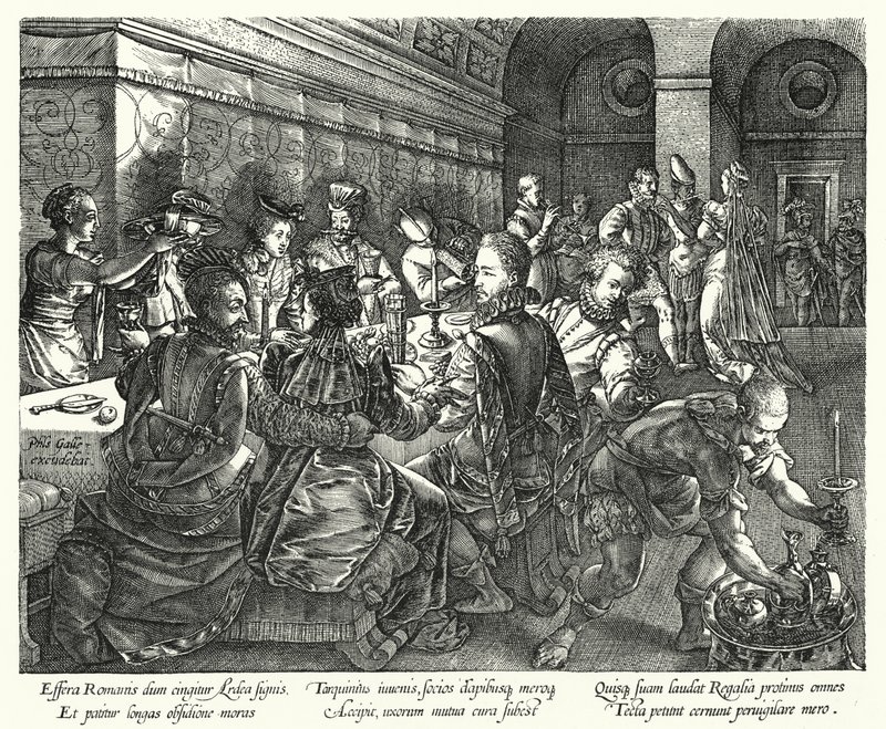 O Banquete na Casa de Tarquinius (gravura) de Hendrik (after) Goltzius