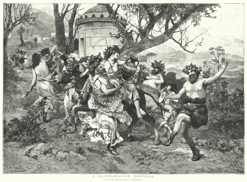 Uma Festa Bacanaliana (litho) de Hendrik (after) Siemiradzki
