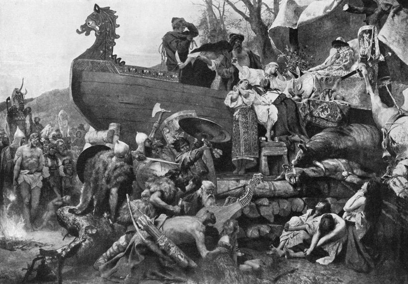 Enterro de um cacique Varangiano (litho) de Hendrik (after) Siemiradzki