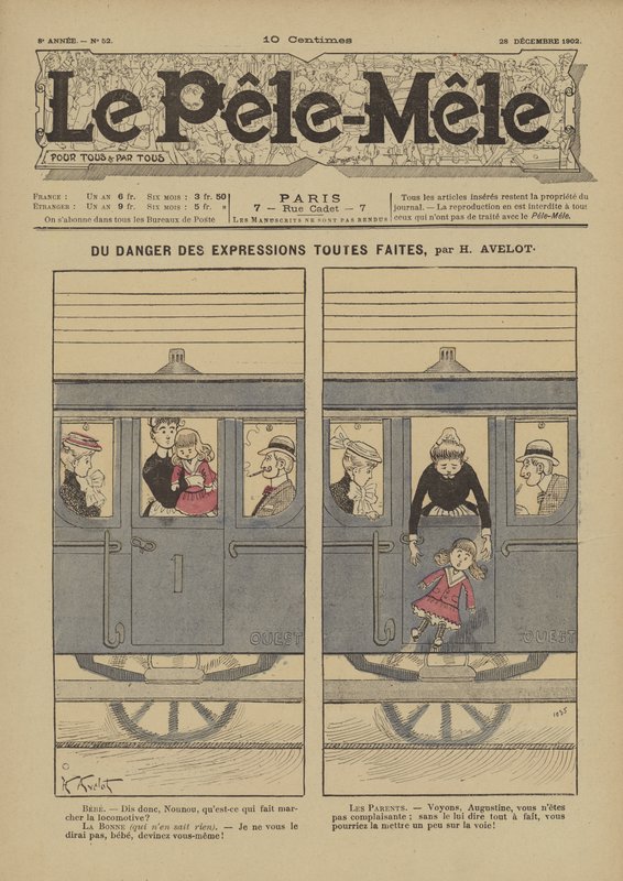 Perigo de expressões prontas. Ilustração para o Pelé-Mele, 1902 de Henri Avelot