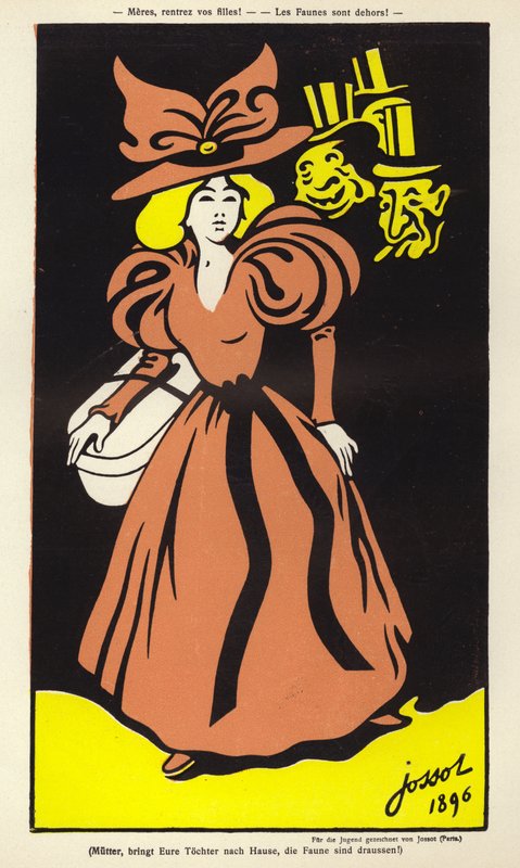 Mães, tragam as vossas filhas! Os faunos estão a sair! (litografia a cores) de Henri Gustave Jossot