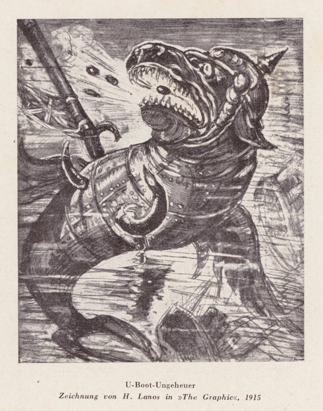 Monstro submarino (litografia) de Henri Lanos