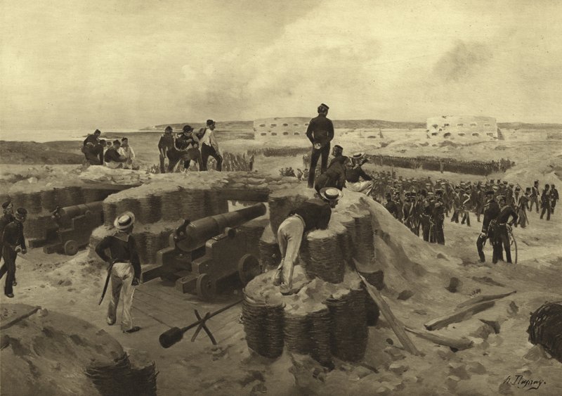 Batalha de Bomarsund, 1854 (gravura) de Henri Louis Dupray