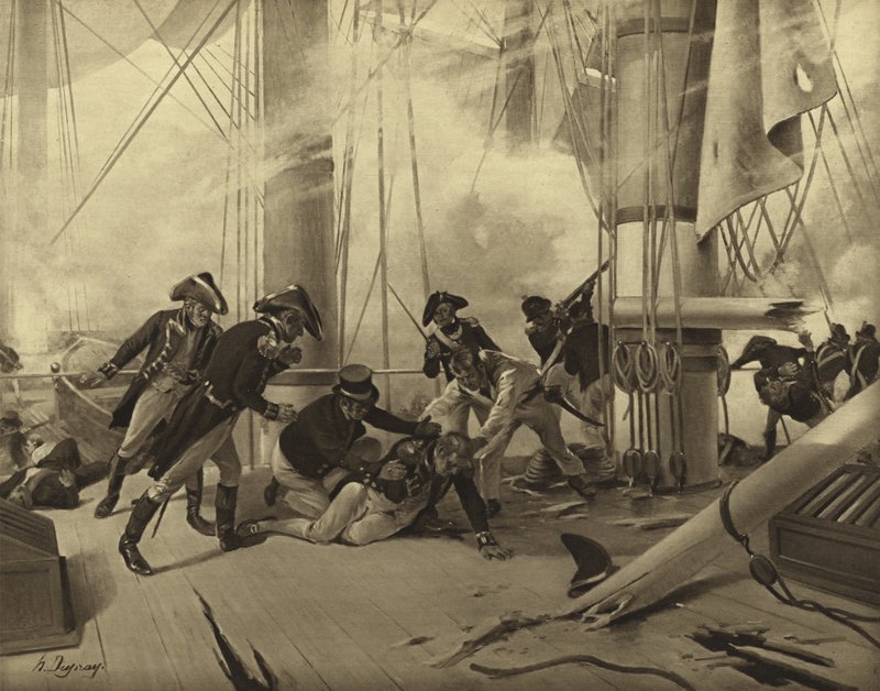 Batalha de Trafalgar, 1805 (gravura) de Henri Louis Dupray