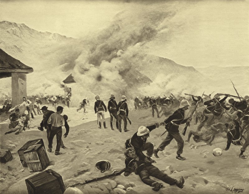 Defesa da Deriva de Rorke, 1879 (gravura) de Henri Louis Dupray