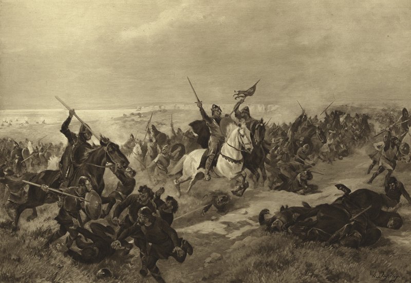 A Batalha de Hastings, 1066 (gravura) de Henri Louis Dupray
