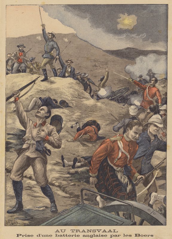 Captura de uma bateria de armas britânica pelos bôeres na África do Sul de Henri Rudaux