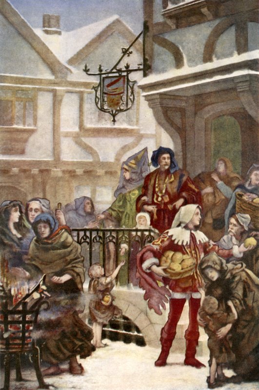 Sir Richard Whittington distibuindo caridade de Henrietta Rae