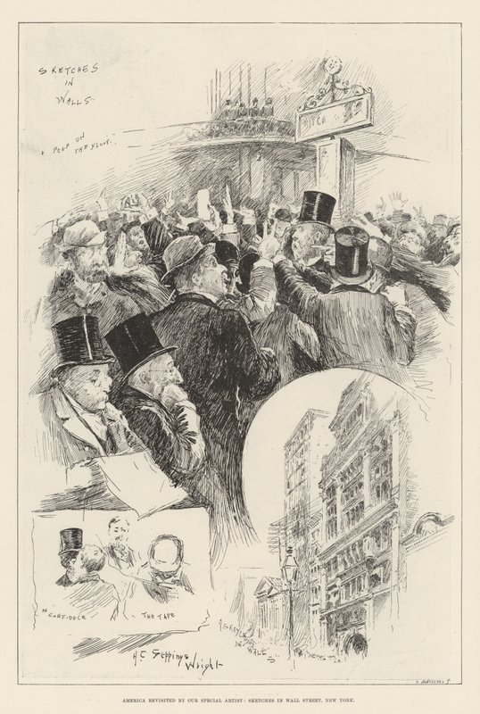 América revisitada por nosso artista especial, esboços em Wall Street, Nova York de Henry Charles Seppings Wright