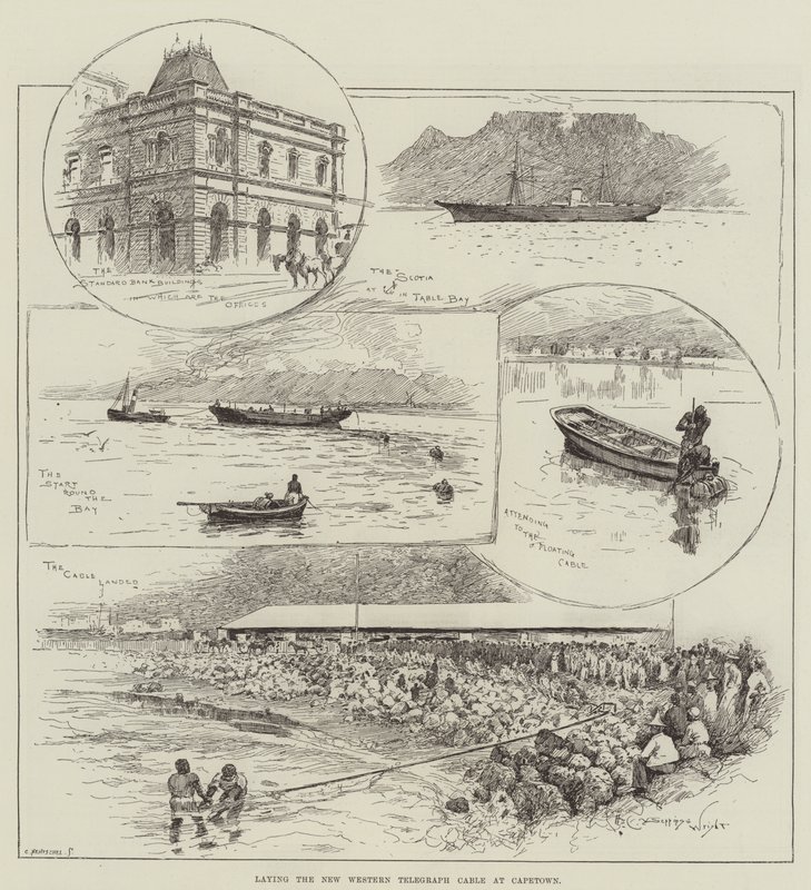 Colocando o Novo Cabo Telegráfico Ocidental na Cidade do Cabo de Henry Charles Seppings Wright