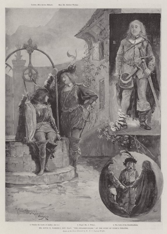 Nova peça de Louis N Parker, O Swashbuckler, no Teatro Duque de York de Henry Charles Seppings Wright