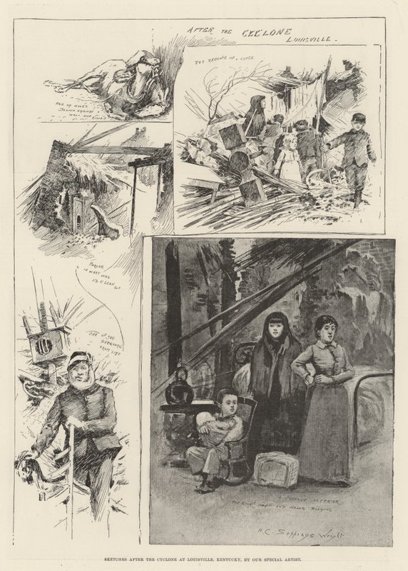 Esboços após o ciclone em Louisville, Kentucky de Henry Charles Seppings Wright