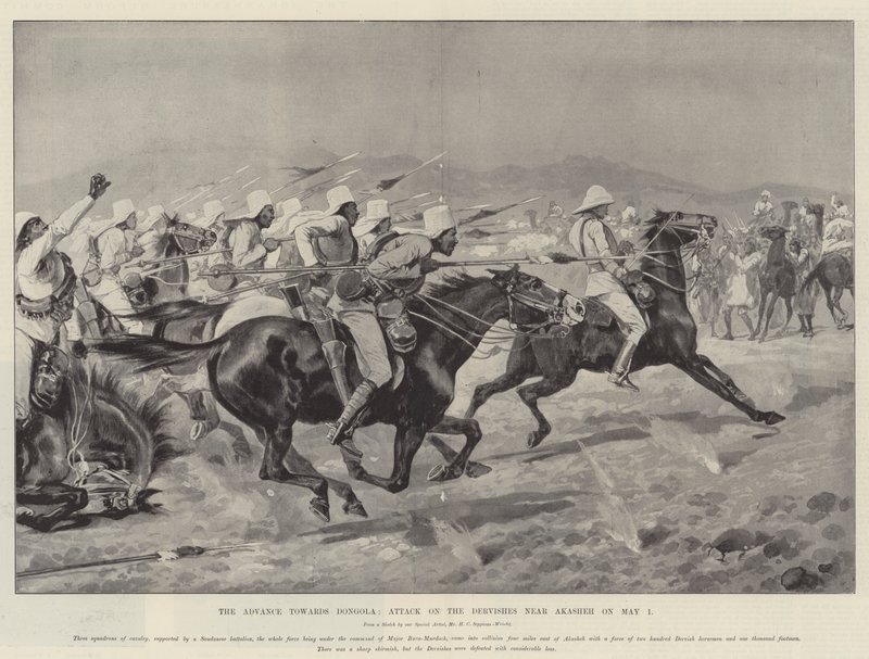 O avanço para Dongola, ataque aos dervixes perto de Akasheh em 1 de maio de Henry Charles Seppings Wright