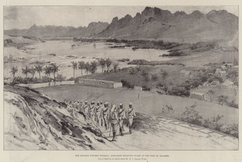 O avanço em direção a Dongola, guarda de alívio sudanês no forte de Akasheh de Henry Charles Seppings Wright