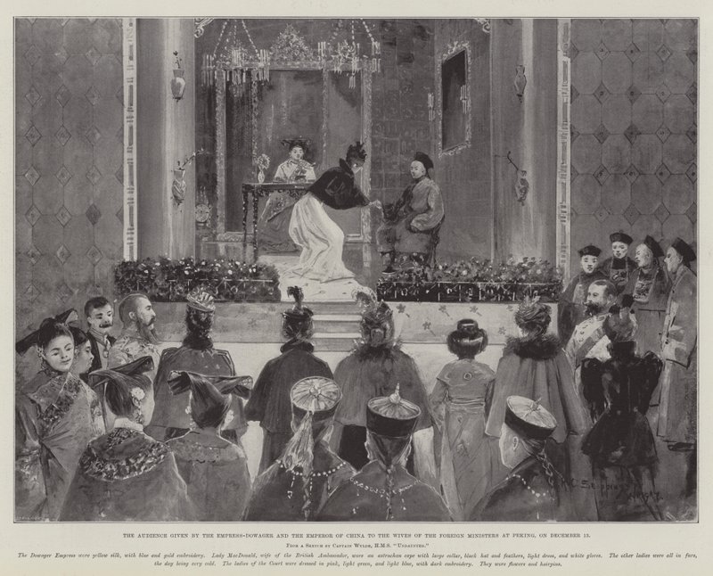 A Audiência dada pela Imperatriz-Viúva e pelo Imperador da China às Esposas dos Ministros das Relações Exteriores em Pequim, em 13 de dezembro de Henry Charles Seppings Wright