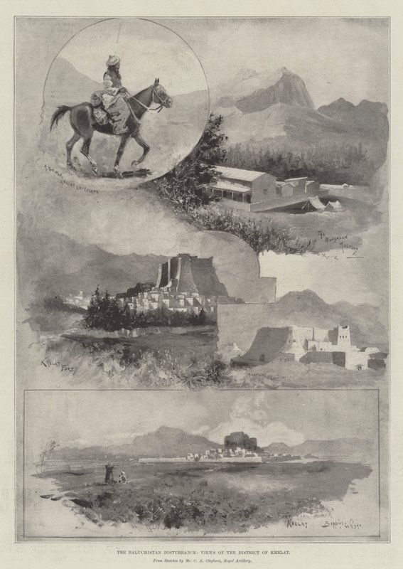 A perturbação de Baluchistan, vistas do distrito de Khelat de Henry Charles Seppings Wright