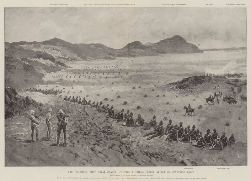 A primeira grande chance dos coloniais, ataque inteligente do coronel Pilcher em Sunnyside Kopje de Henry Charles Seppings Wright