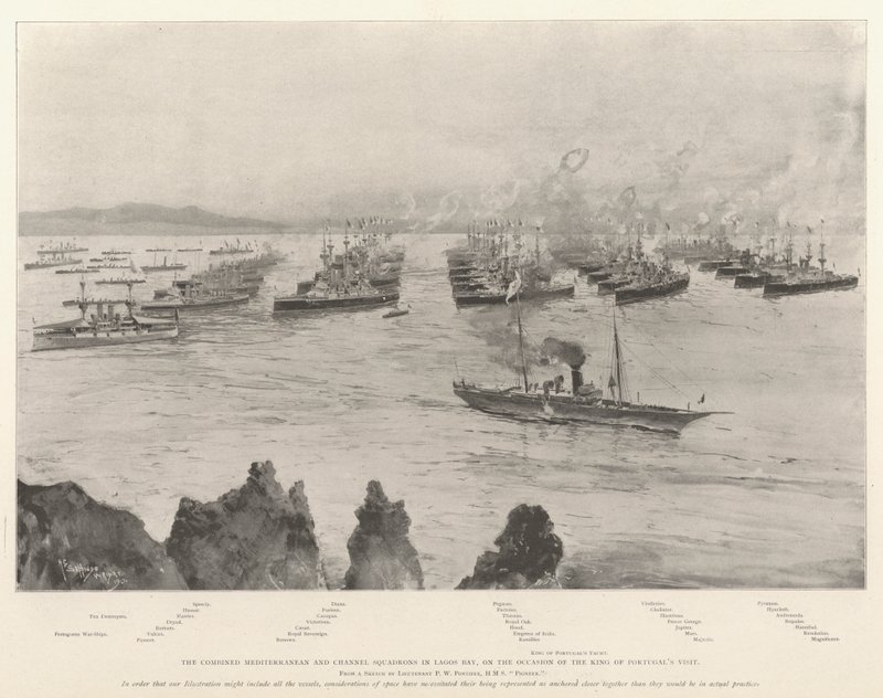 Esquadra Combinada do Mediterrâneo e do Canal da Mancha na Baía de Lagos, por Ocasião da Visita do Rei de Portugal de Henry Charles Seppings Wright
