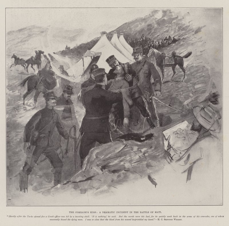 O beijo do camarada, um incidente dramático na batalha de Mati de Henry Charles Seppings Wright