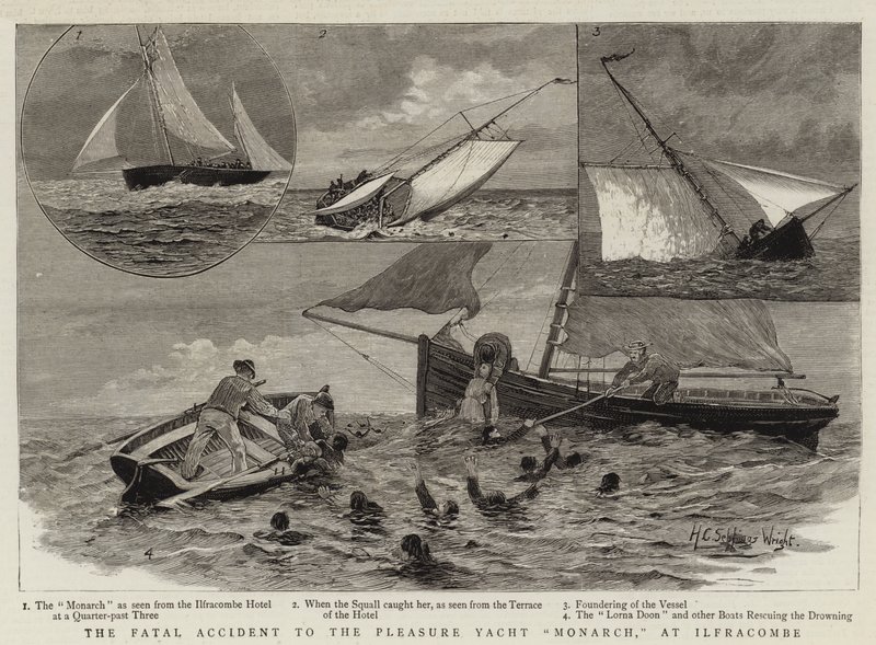 O acidente fatal para o monarca do prazer Yacht, em Ilfracombe de Henry Charles Seppings Wright
