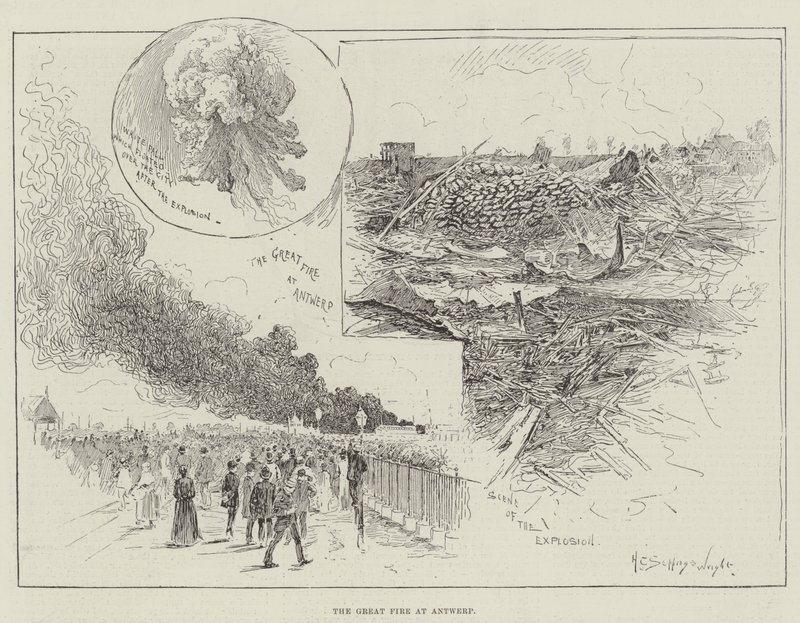O grande incêndio em Antuérpia de Henry Charles Seppings Wright