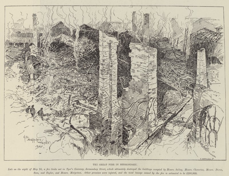O Grande Incêndio em Bermondsey de Henry Charles Seppings Wright