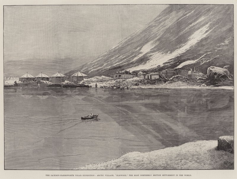 A Expedição Polar Jackson-Harmsworth, Aldeia do Ártico, Elmwood, o assentamento britânico mais setentrional do mundo de Henry Charles Seppings Wright