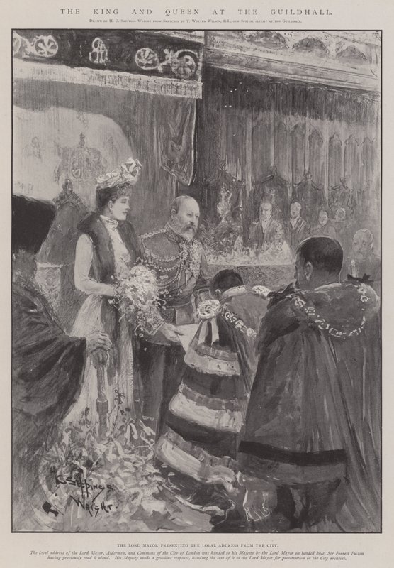 O rei e a rainha no Guildhall de Henry Charles Seppings Wright
