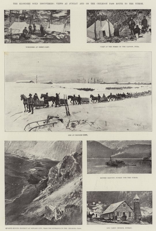 As descobertas de ouro de Klondike, vistas em Juneau e na rota da passagem de Chilkoot ao Yukon de Henry Charles Seppings Wright