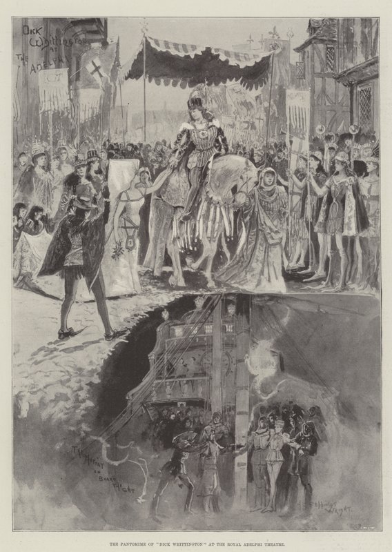 A pantomima de Dick Whittington no Royal Adelphi Theatre de Henry Charles Seppings Wright