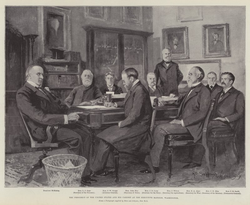 O Presidente dos Estados Unidos e seu Gabinete na Mansão Executiva, Washington de Henry Charles Seppings Wright